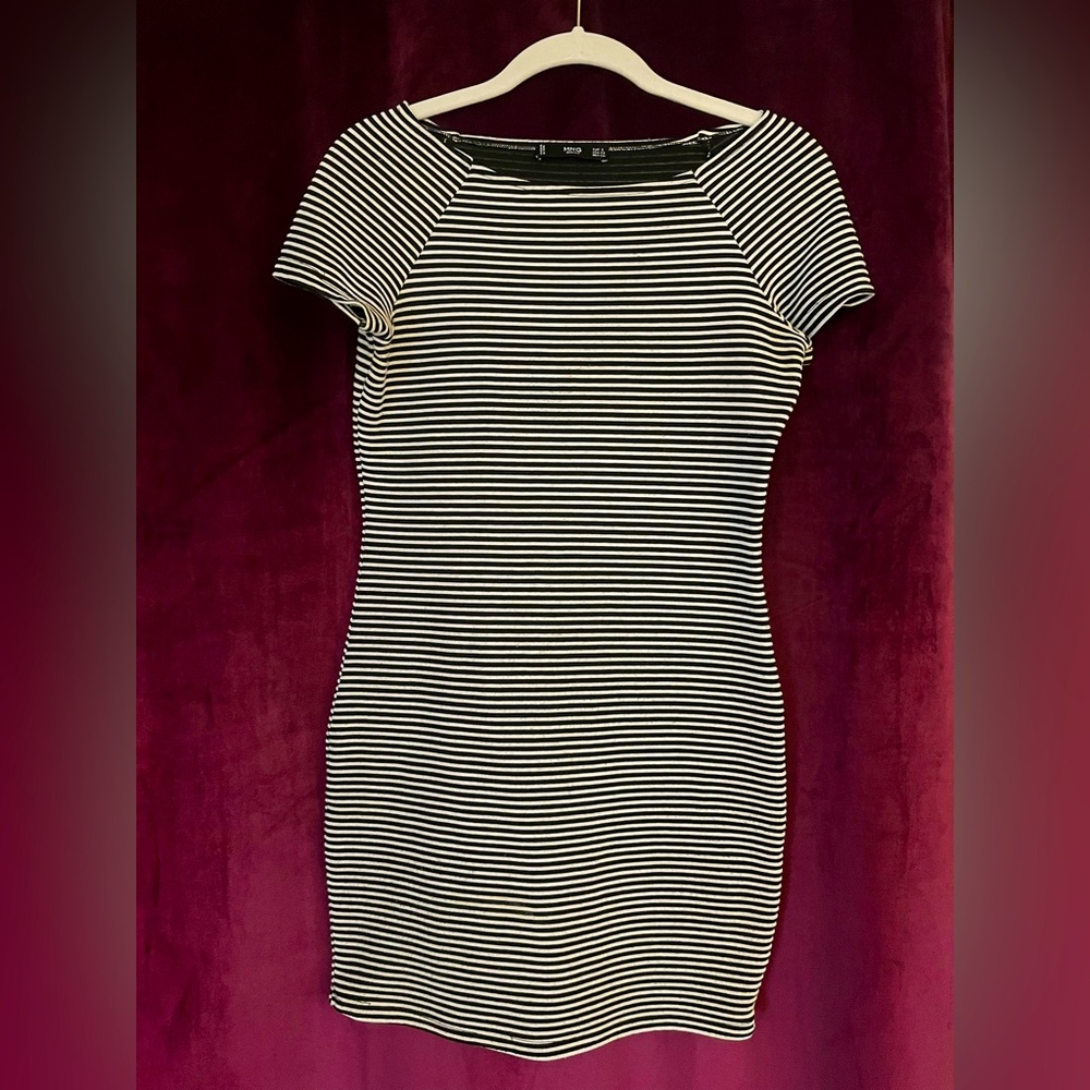 MNG Basics Black and White Striped Dress